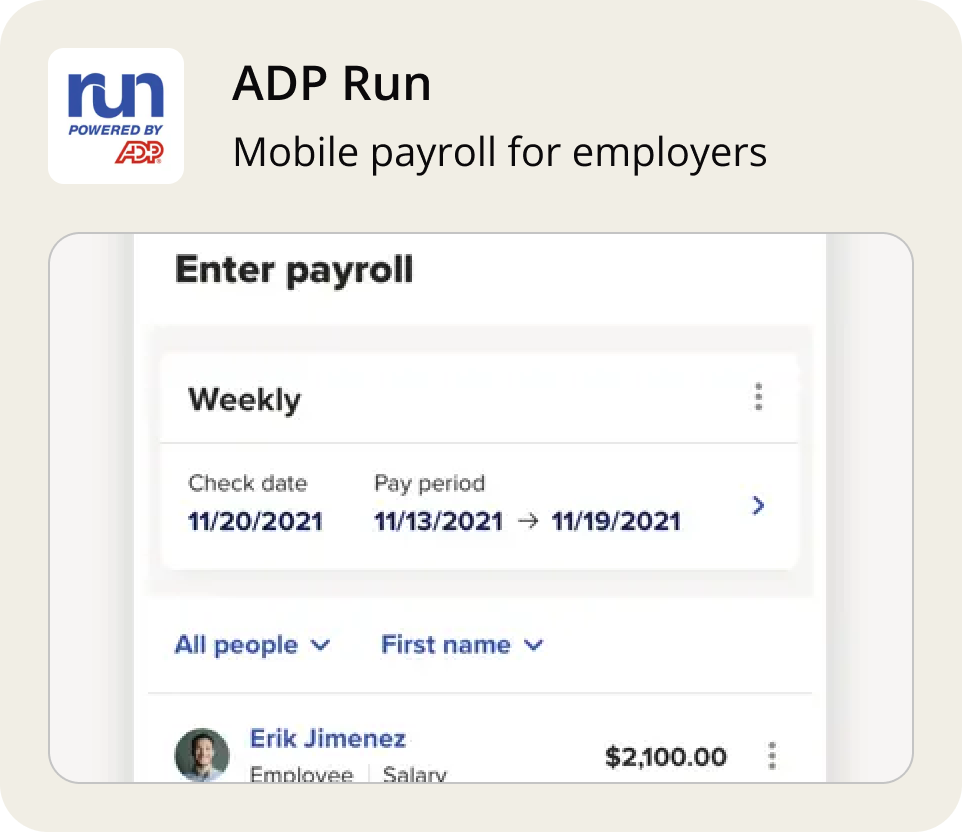 Adp Run - Mobile payroll for employers